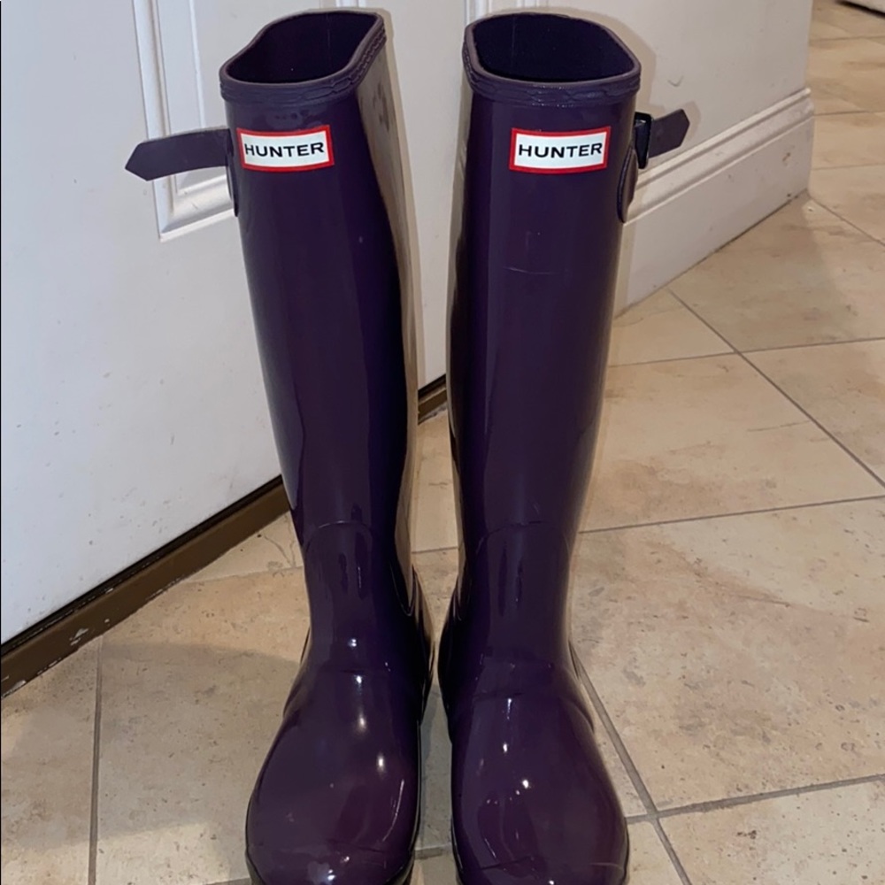 Purple hunter rain boots